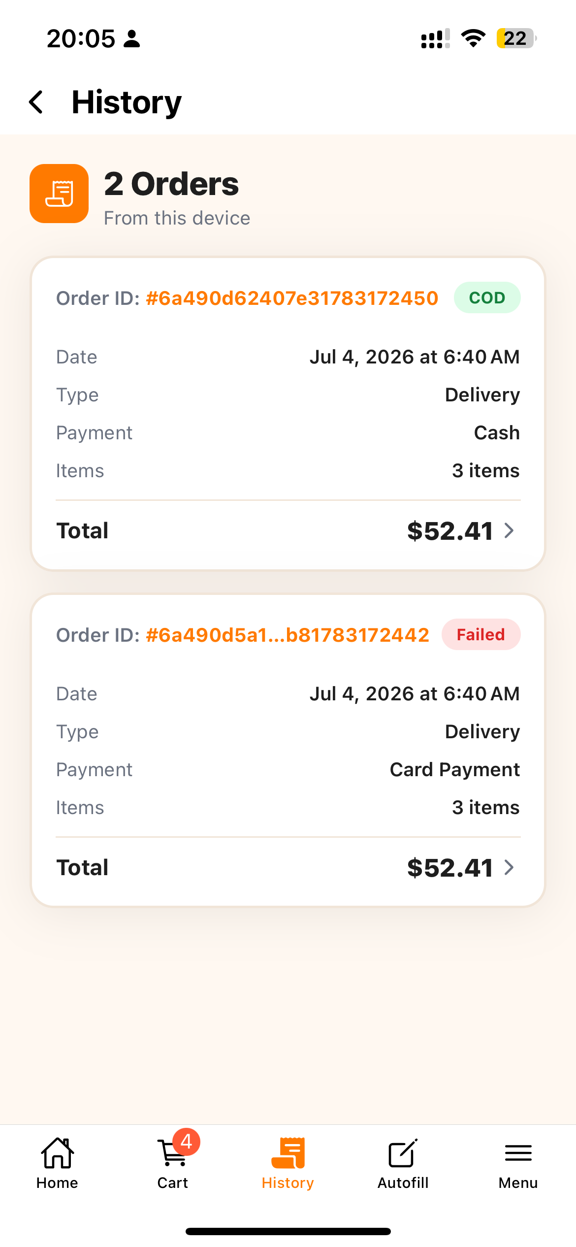 Order History